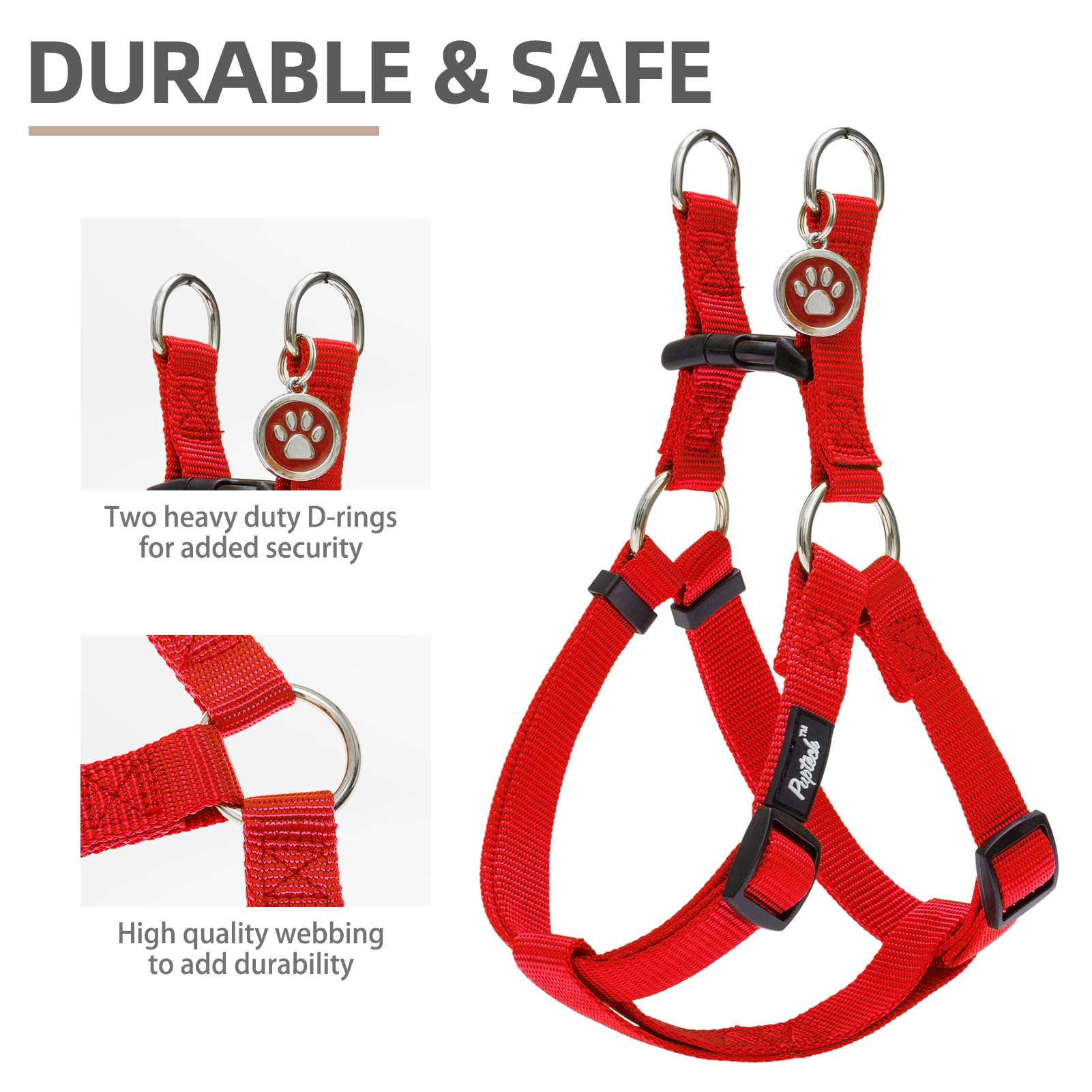PUPTECK arnes de nylon ajustable para paseos diarios.