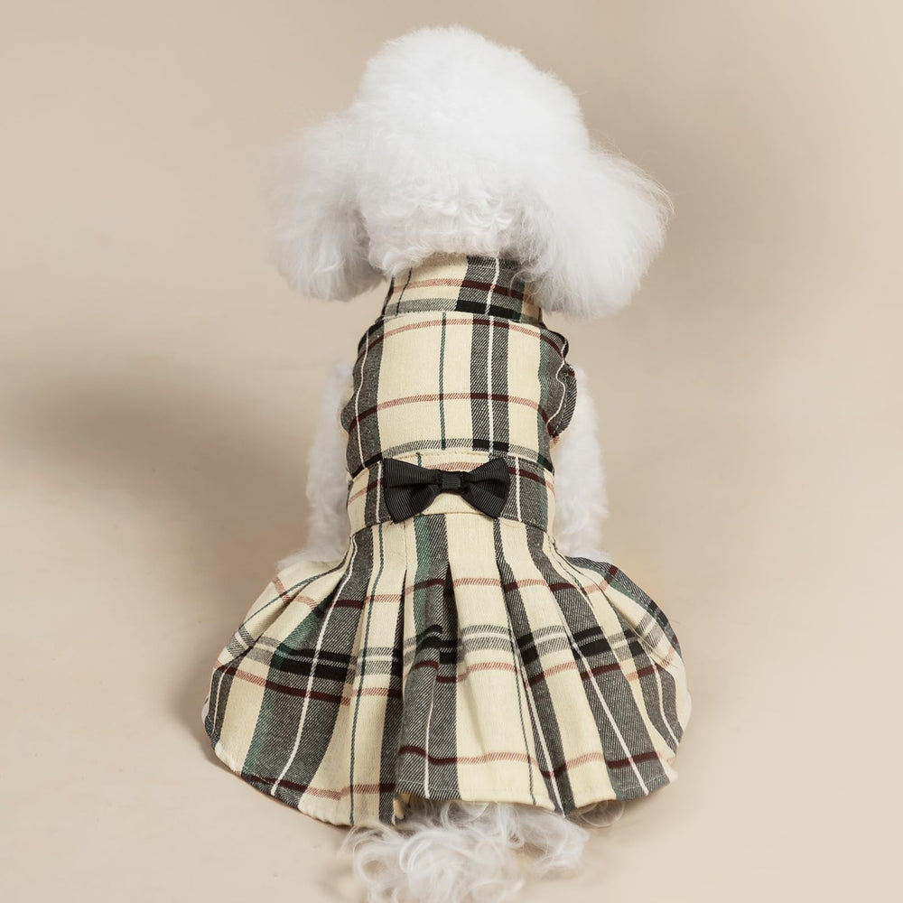 PUPTECK perro pequeño usando vestido cómodo durante paseos.