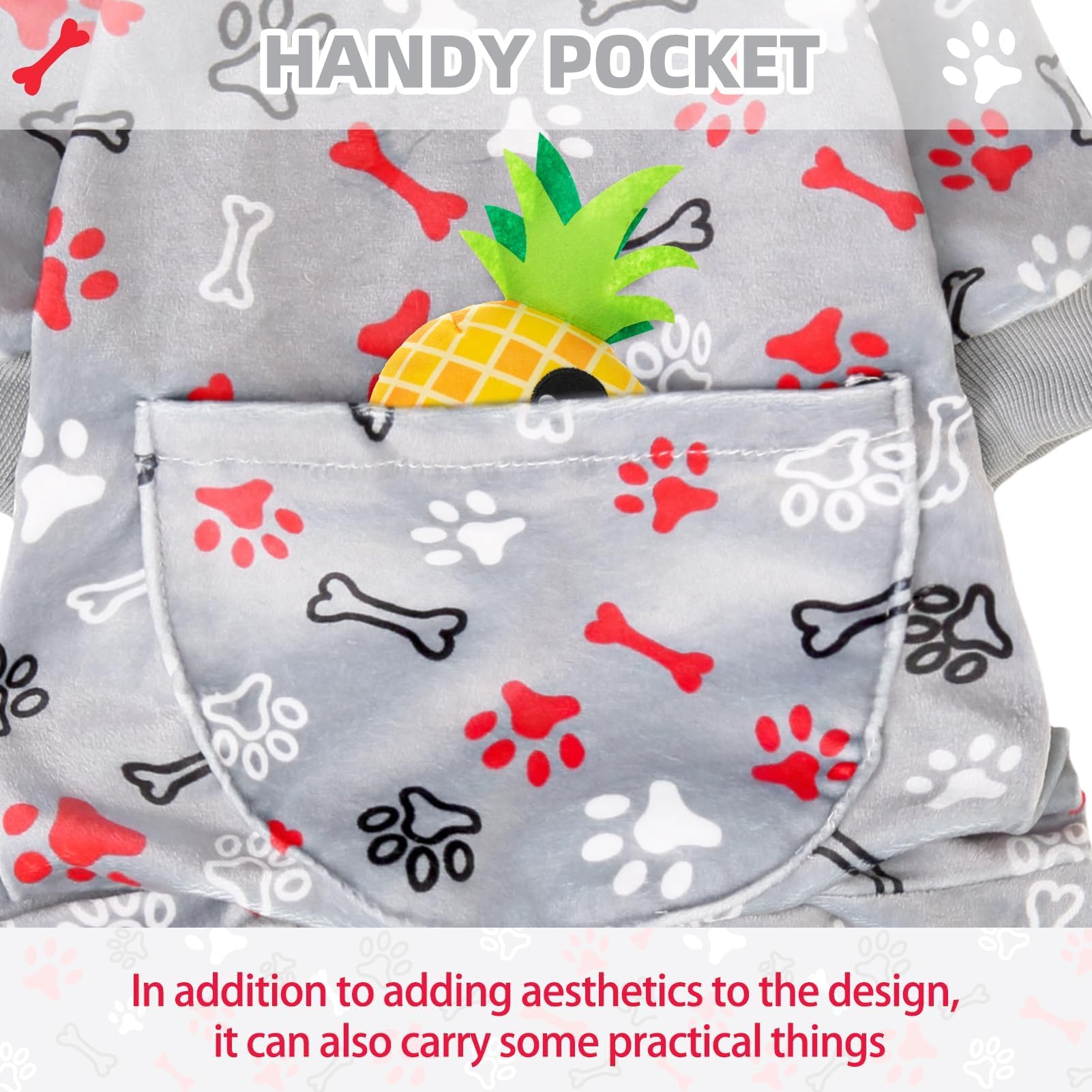 PUPTECK pijama para perro bolsillo-dorso, práctico para snacks
