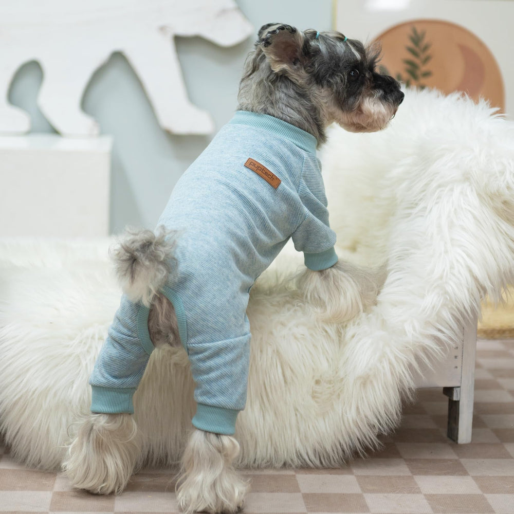 PUPTECK Pijama para perro, orificio para la cola, libertad de movimiento.