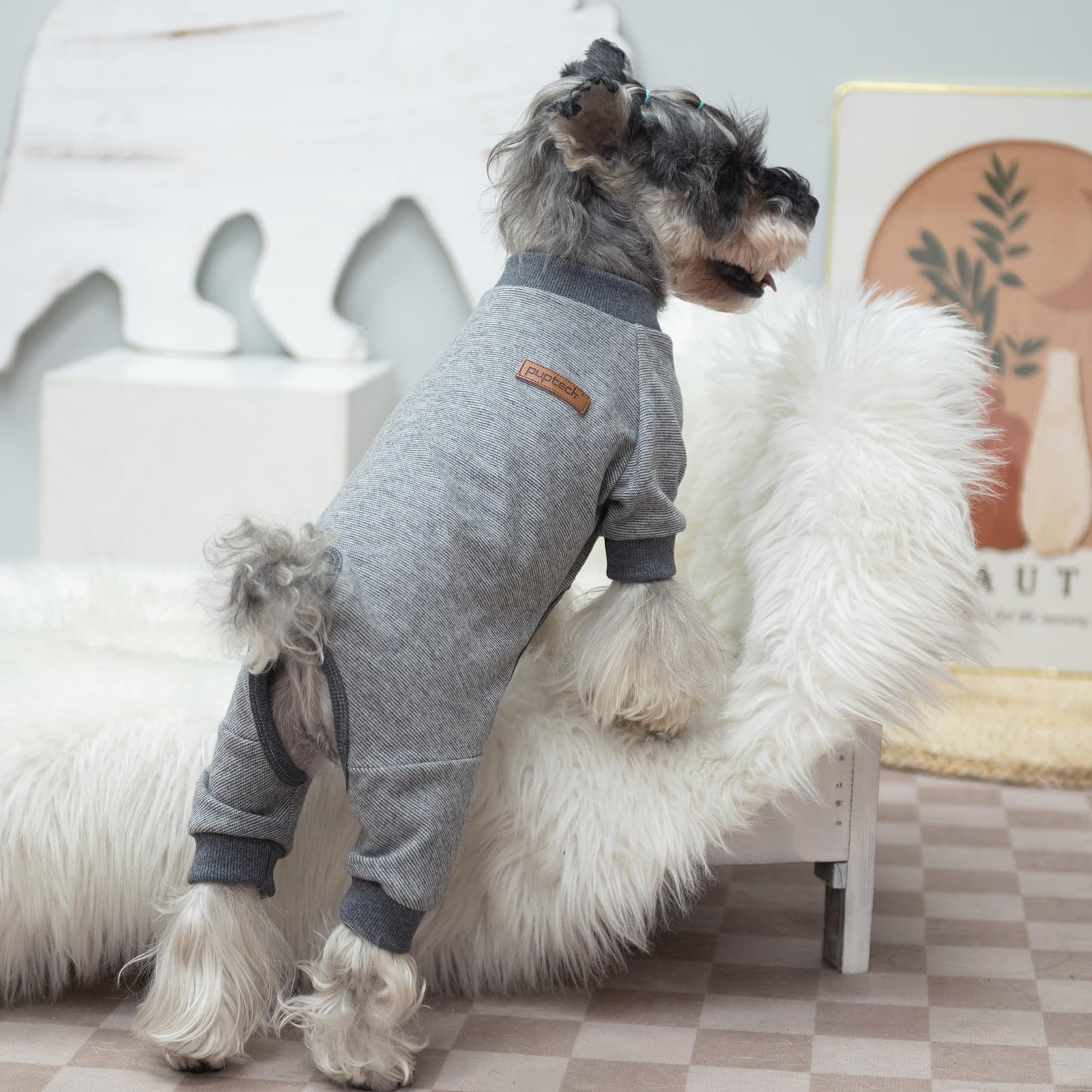 PUPTECK pijamas perro orificio para la cola, libertad de movimiento.