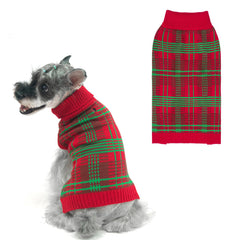 PUPTECK suéter navideño para perros con plaid clásico, ideal para fiestas.