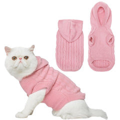 PUPTECK suéter rosa con capucha para mascotas, cálido y suave