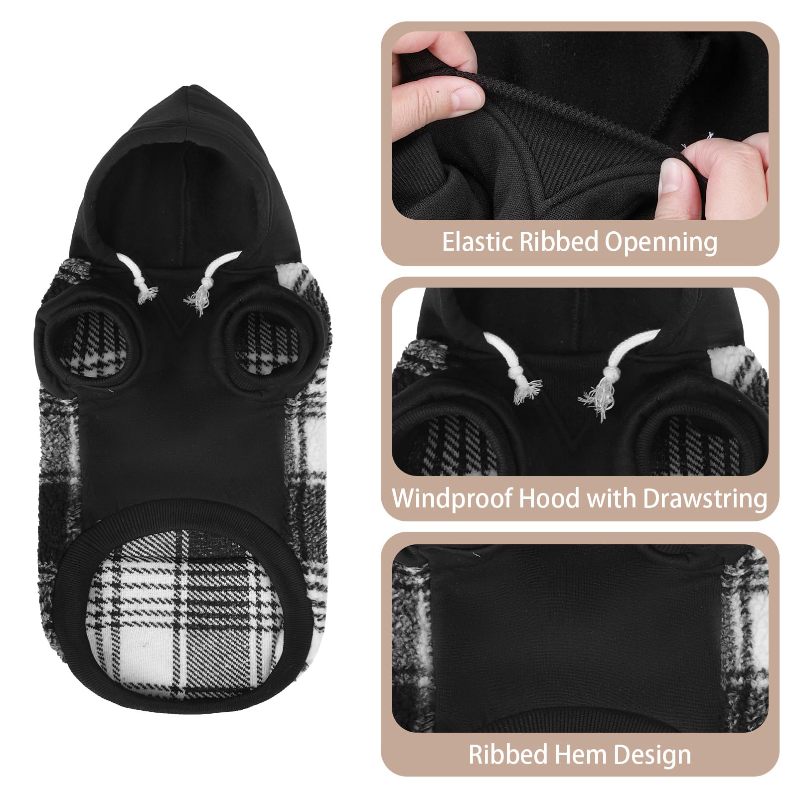 PUPTECK suéter para perro, capucha resistente al viento para protección contra el frío.