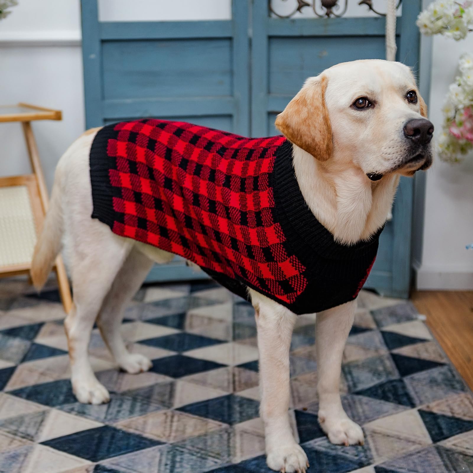 PUPTECK suéter para perro diseño a cuadros, estilo clásico