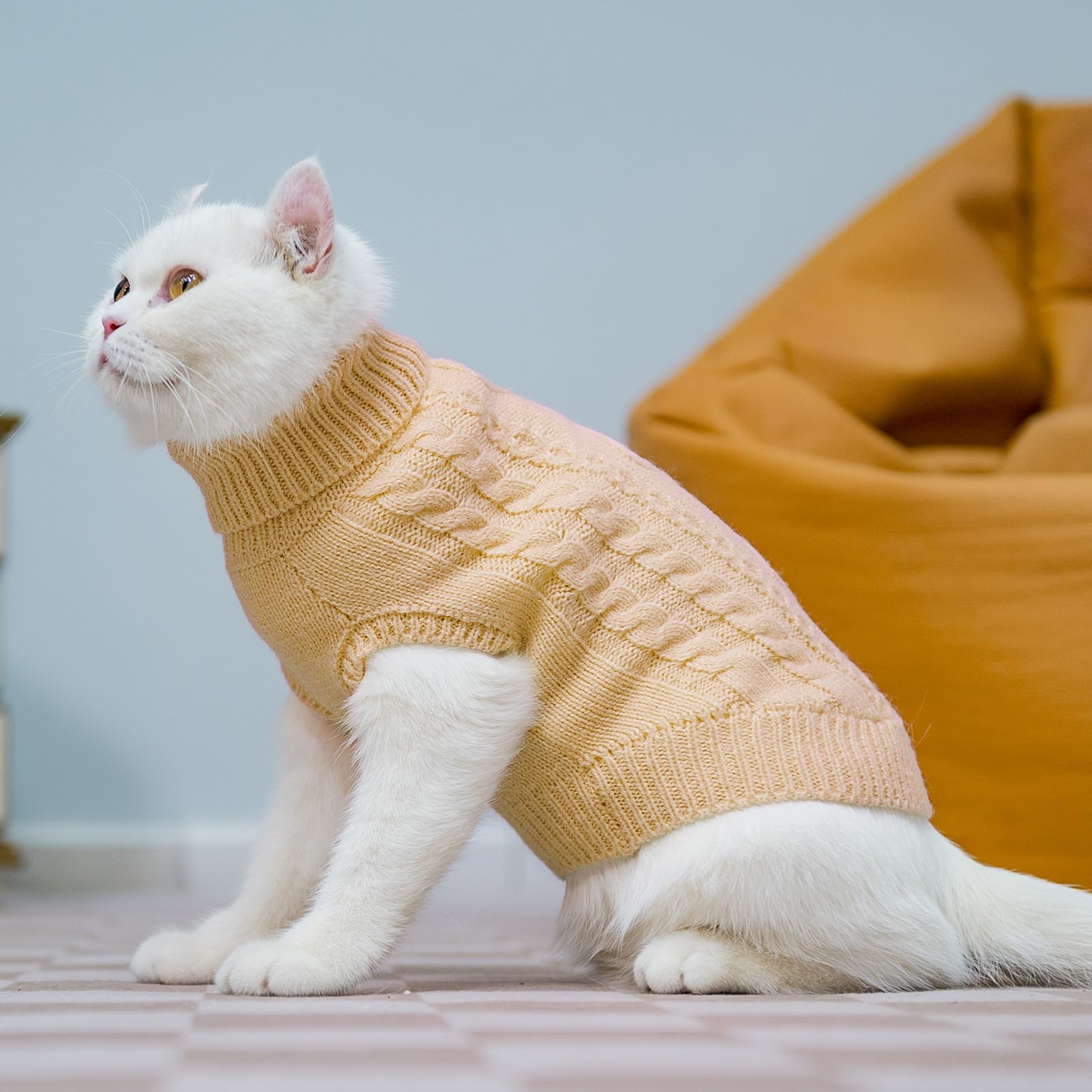 PUPTECK suéter perro pequeño beige uso diario, ideal para paseos al exterior.