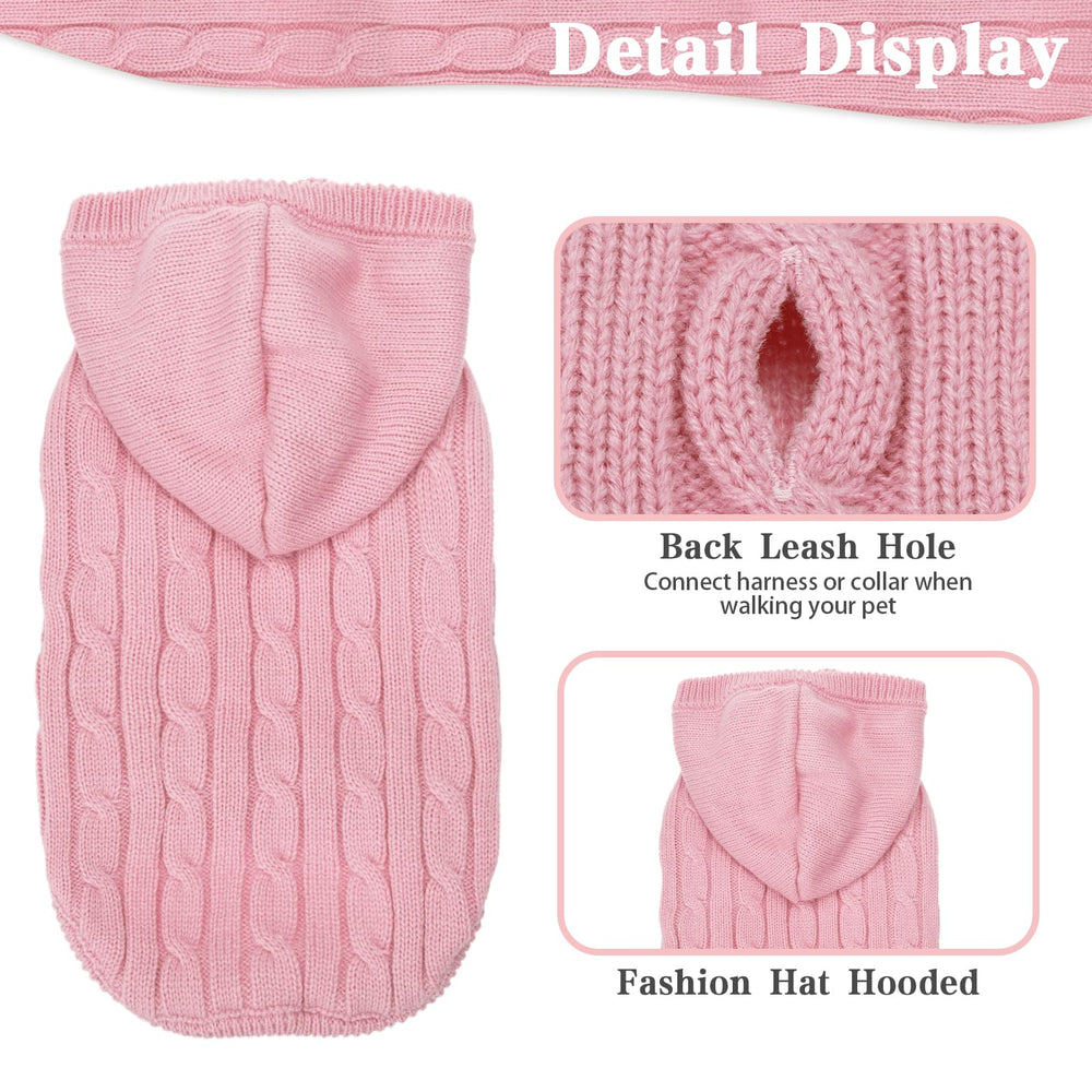 PUPTECK suéter de punto rosa con capucha, cómodo y flexible