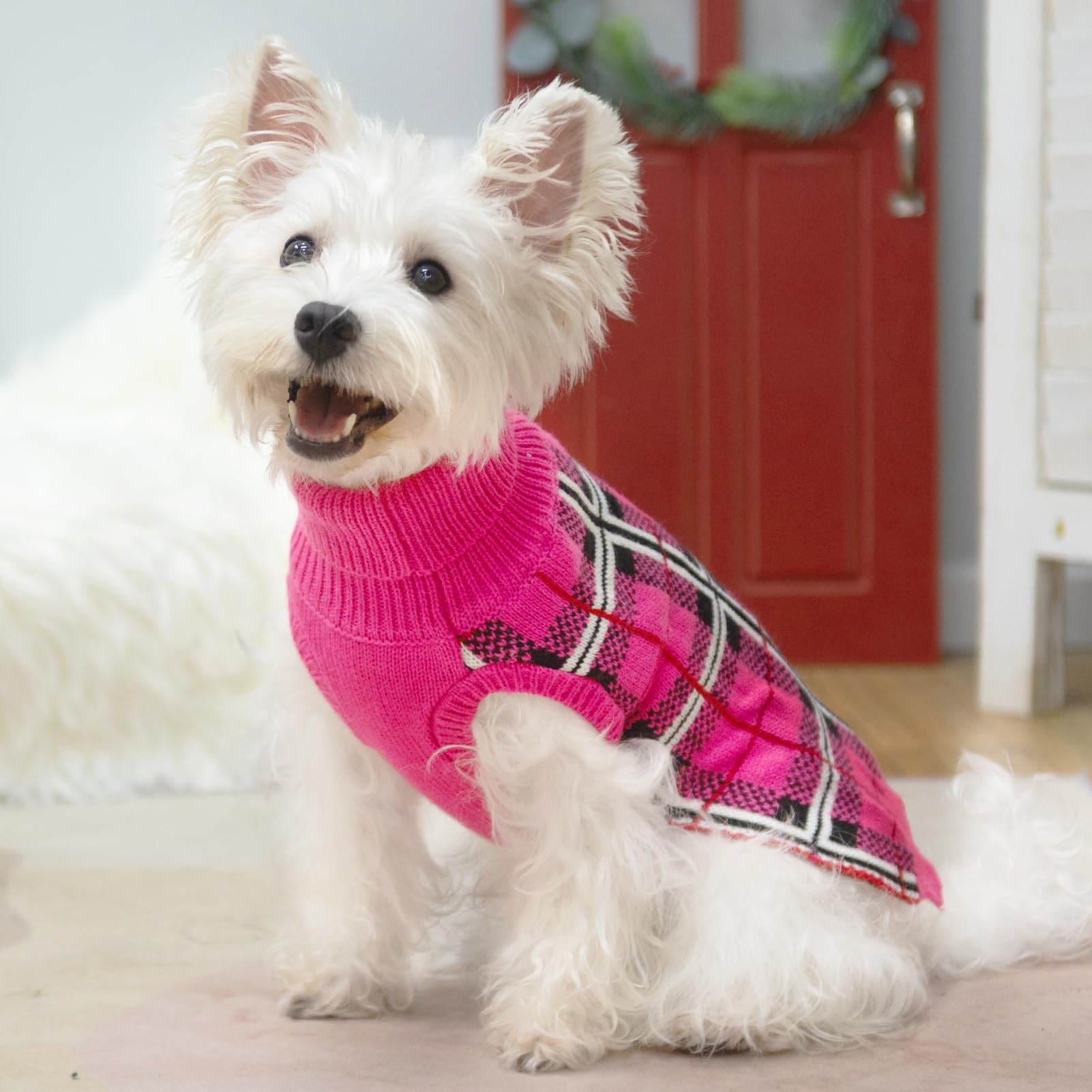 PUPTECK suéter con diseño de cuadros clásico