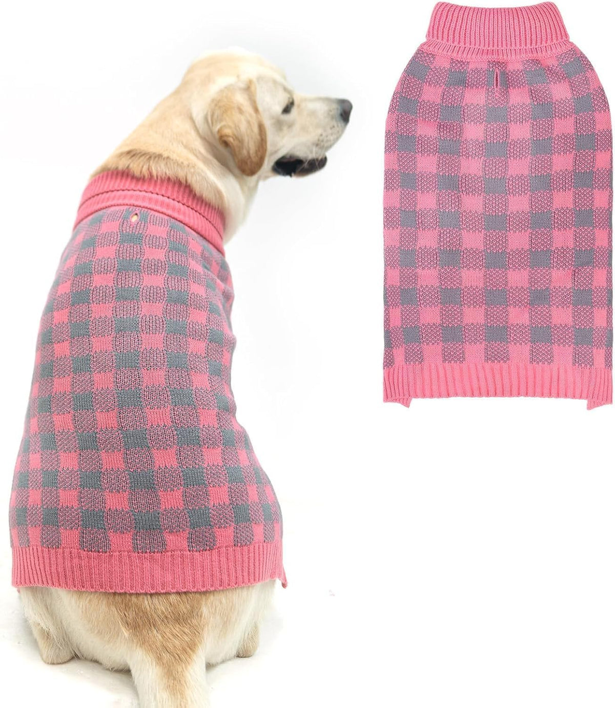 PUPTECK suéter para perro con estampado de cuadros clásico, vista frontal para paseos