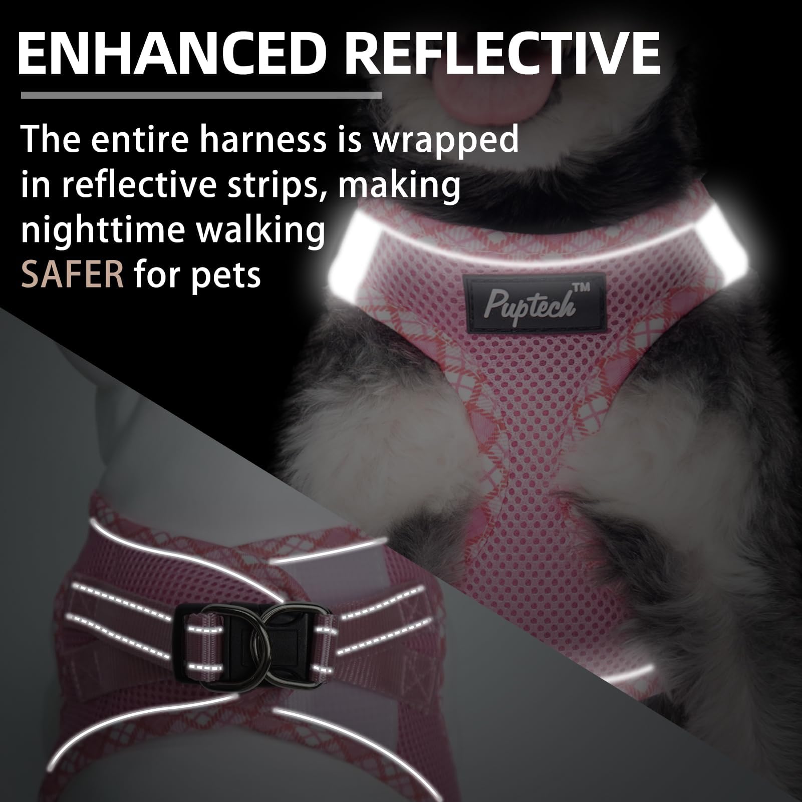 PUPTECK tejido de malla ligero para perro, comodidad diaria.