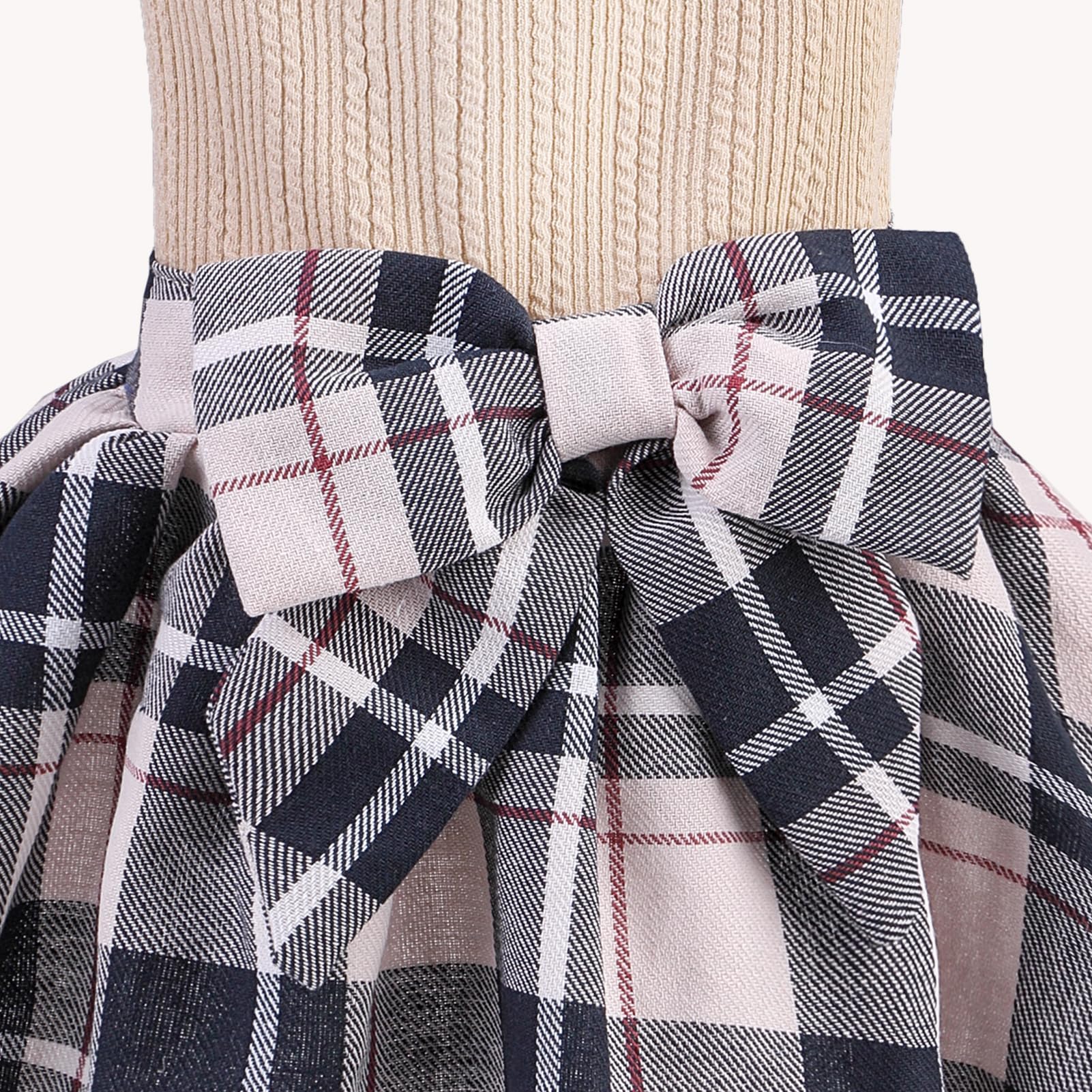 PUPTECK Vestido para perro cuadros crema, cierre sencillo para poner y quitar
