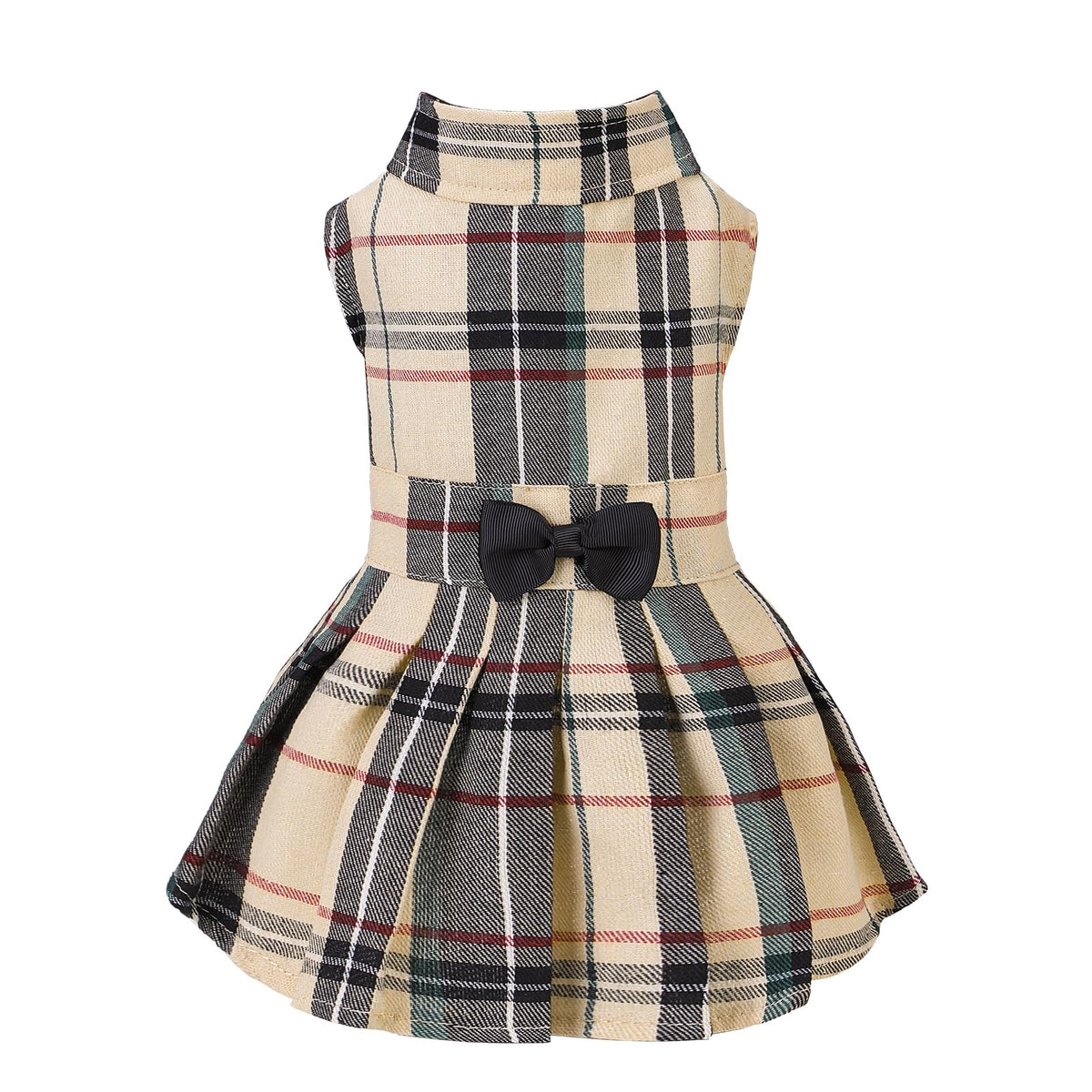 Vestido PUPTECK a cuadros frente, ideal para paseos elegantes.
