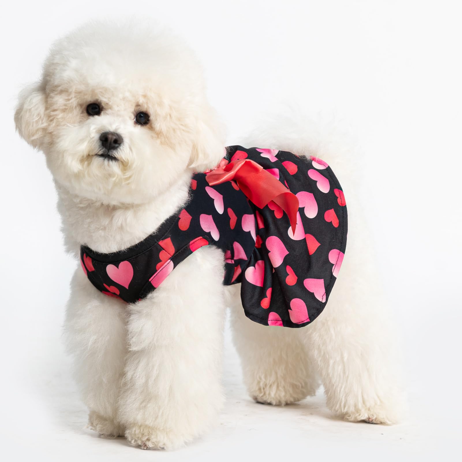 PUPTECK vestido Valentín, diseño de cuadros y corazón para días festivos.