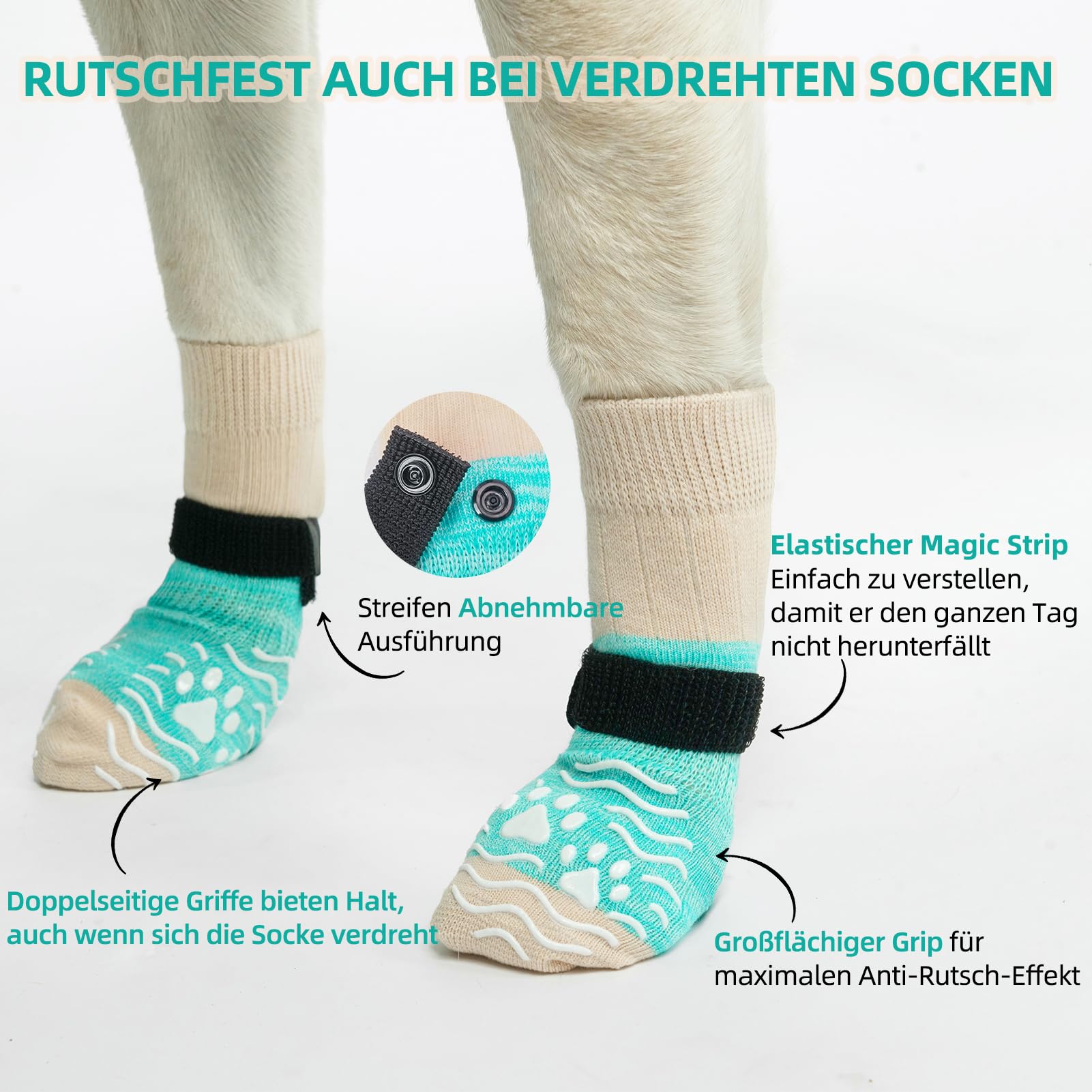 PUPTECK zapatos con grip para perro, agarre seguro en interiores.