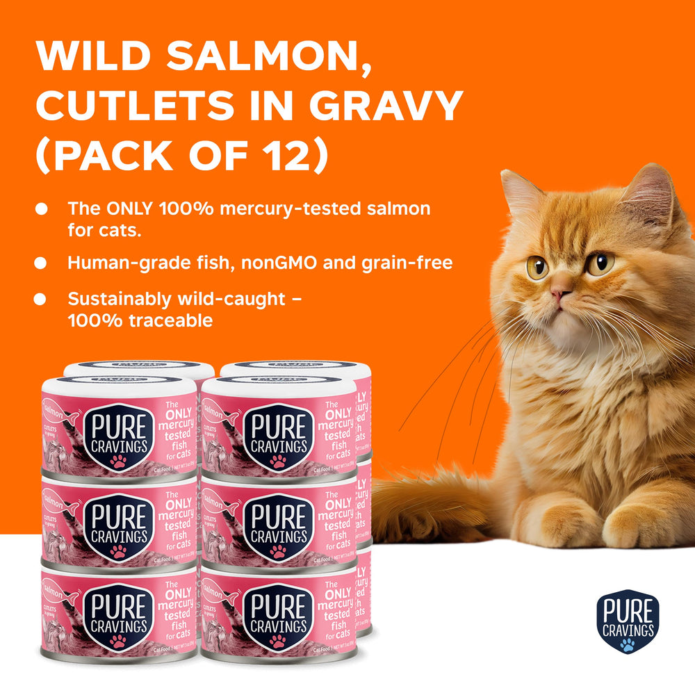 Pure Cravings verificación de mercurio al 100%, alimento en lata seguro para gatos