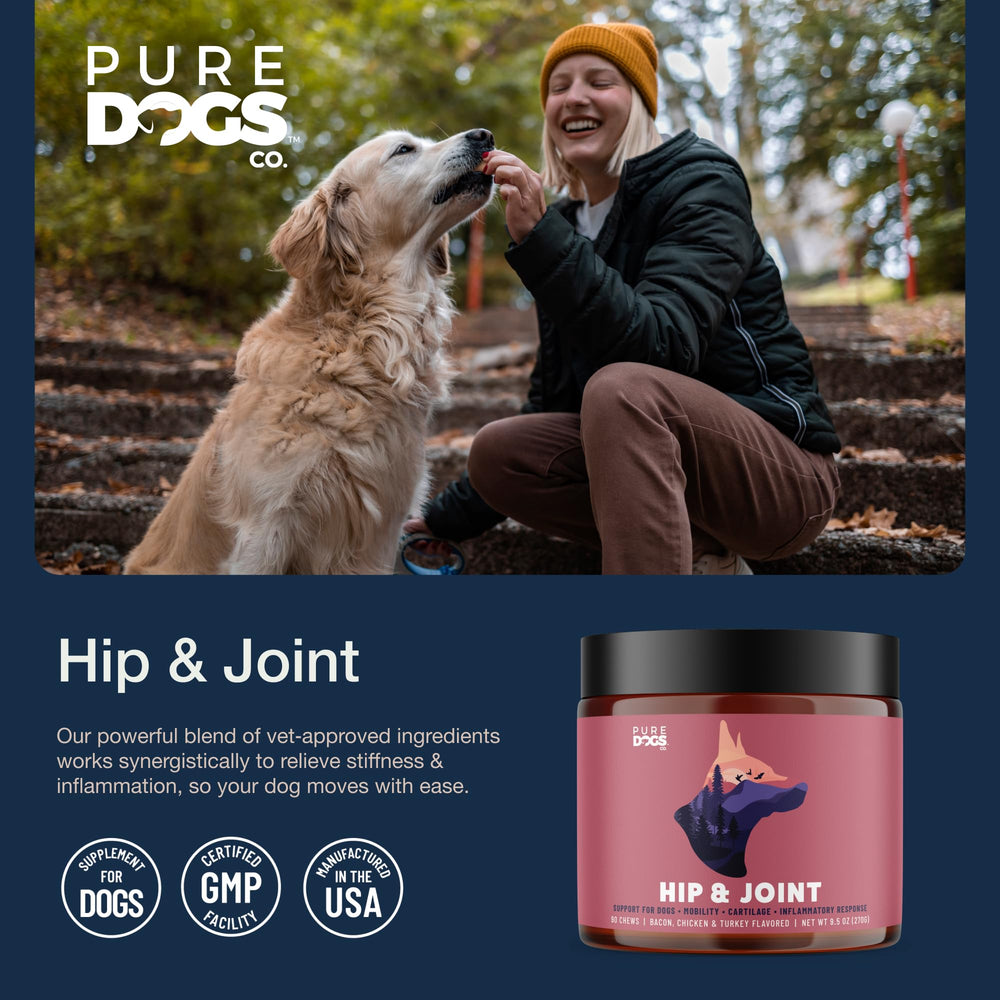 Pure Dogs Hip y Joint: primer plano de masticables en textura suave