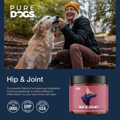 Pure Dogs Hip y Joint: primer plano de masticables en textura suave