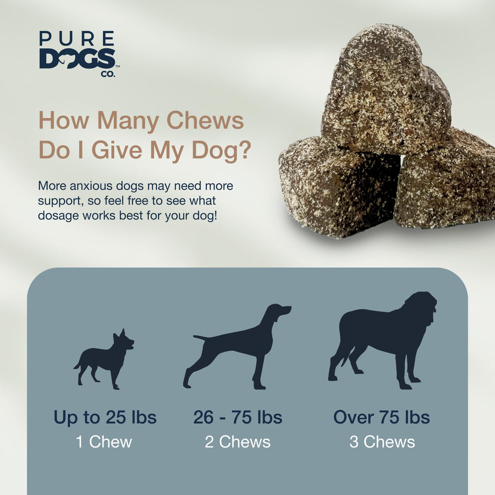 Pure Dogs Co. gomitas calmantes, ideal para entrenamiento diario.