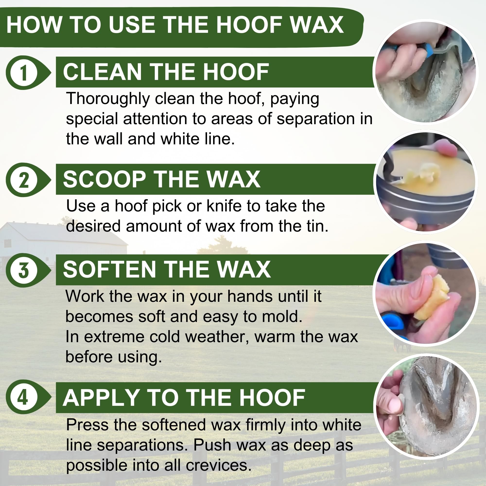 Pure Sole Hoof Wax: sellado de cavidades para evitar humedad en el casco.