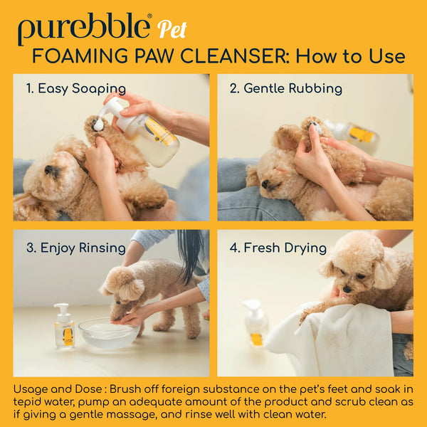 Purebble uso diario: rutina conveniente para patas limpias.