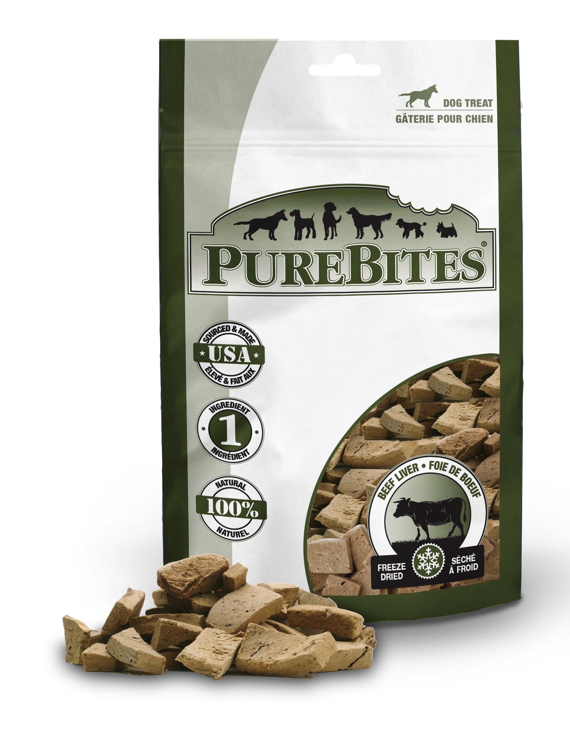 PureBites Hígado de Res para Perros, empaque compacto para premiar fácilmente