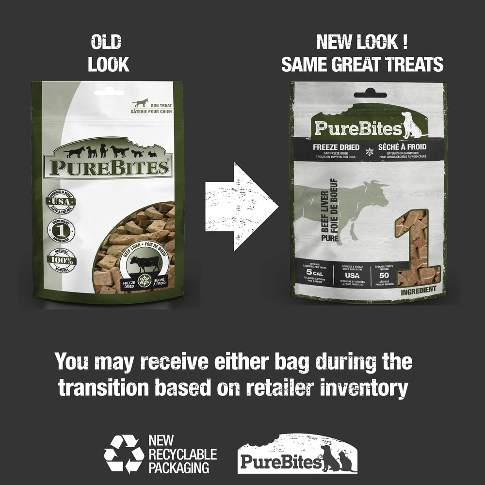 PureBites Higado de res crudo liofilizado, fuente de proteína durante el día.
