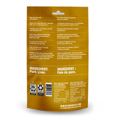 PureBites: primer plano de ingrediente único, hígado de cerdo; snack natural.