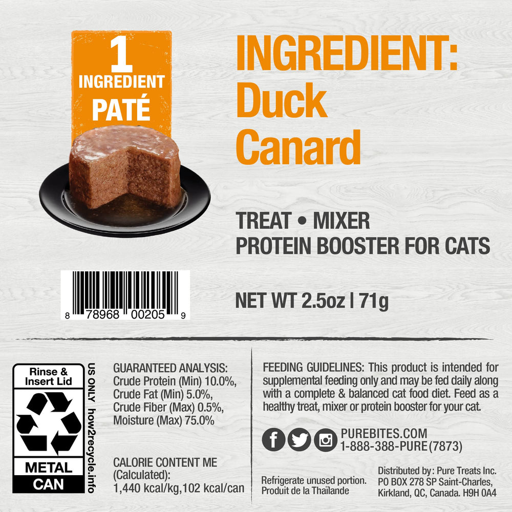 PureBites lata de pato 2,5 onzas: snack diario conveniente para gatos