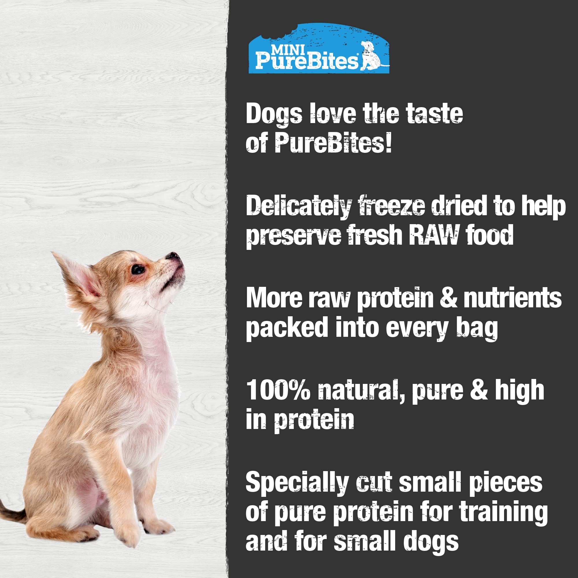 PureBites Mini cordero snack premiando en dietas