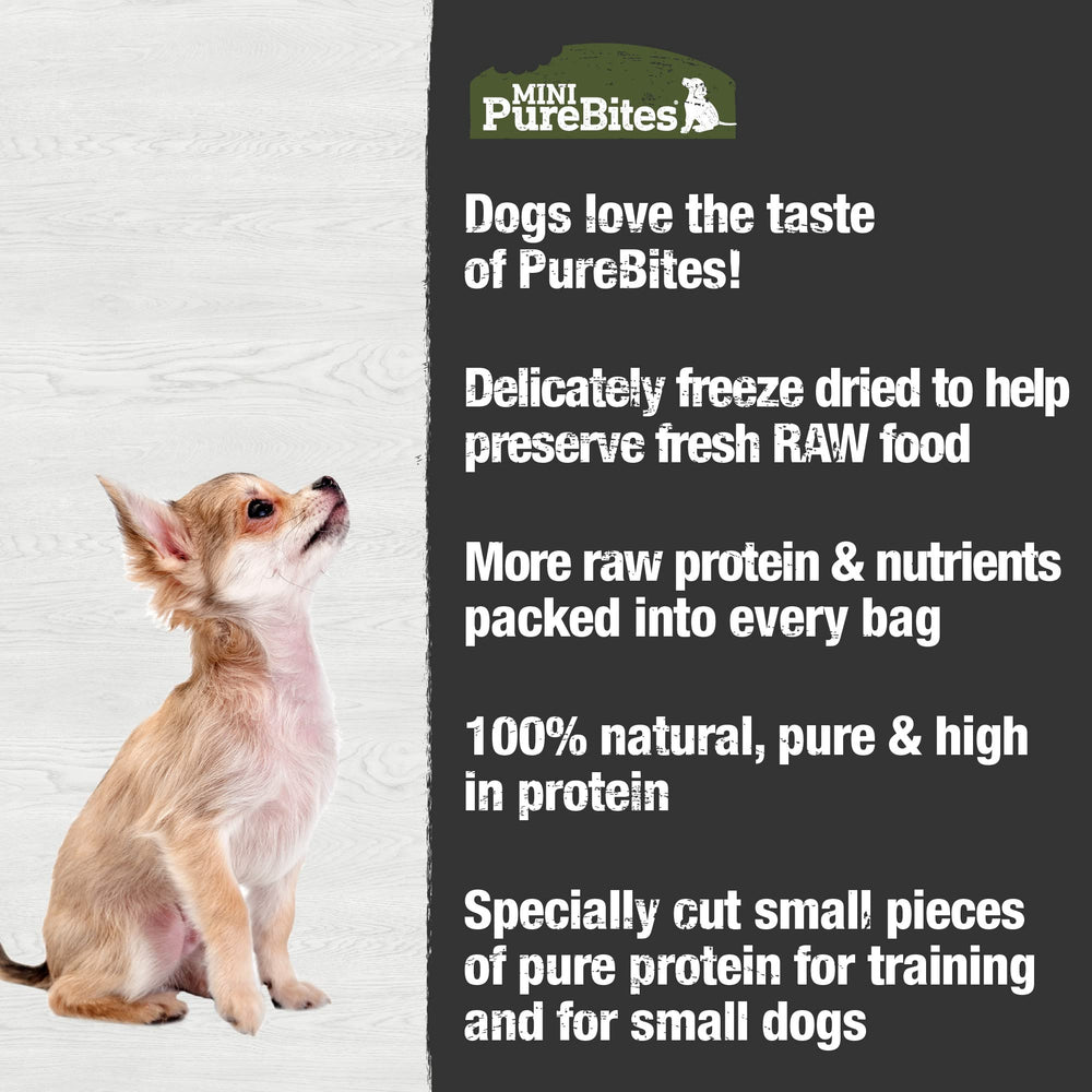 PureBites Mini Higado de Res, tamaño ideal para perros pequeños.