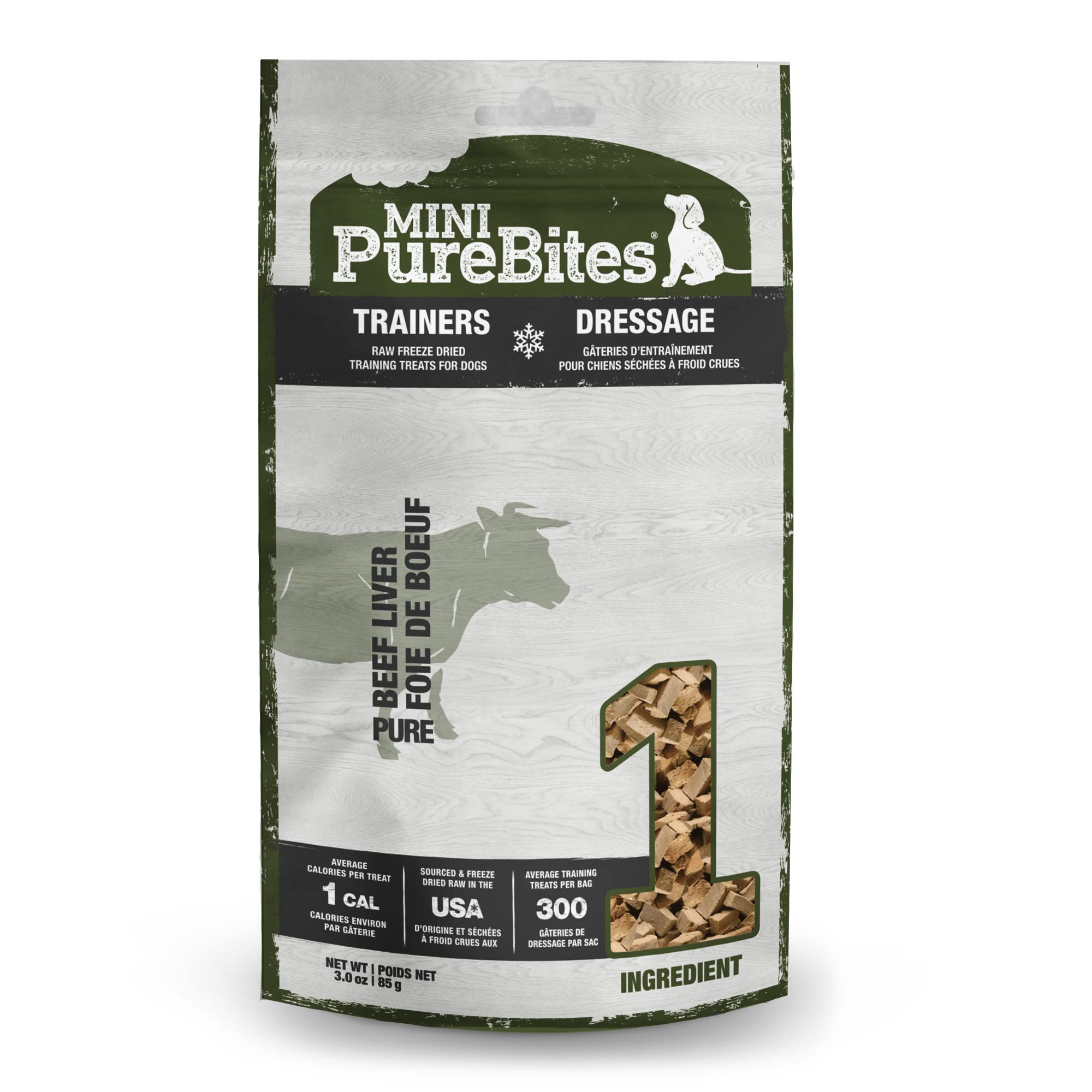 PureBites Mini Higado de Res liofilizado, trocitos para premio de entrenamiento.