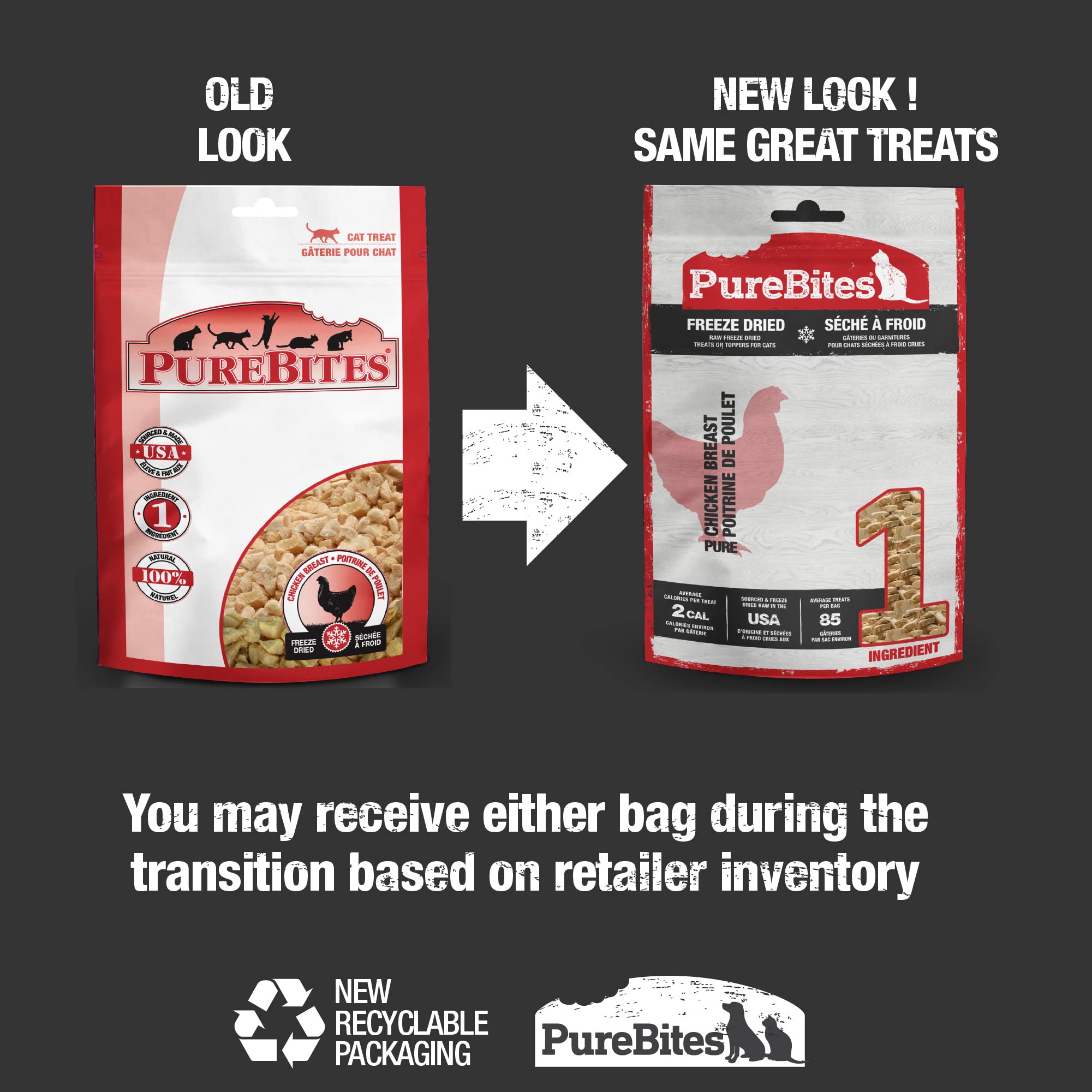 PureBites: bolsa de 5,5 oz de pollo deshidratado para gatos.