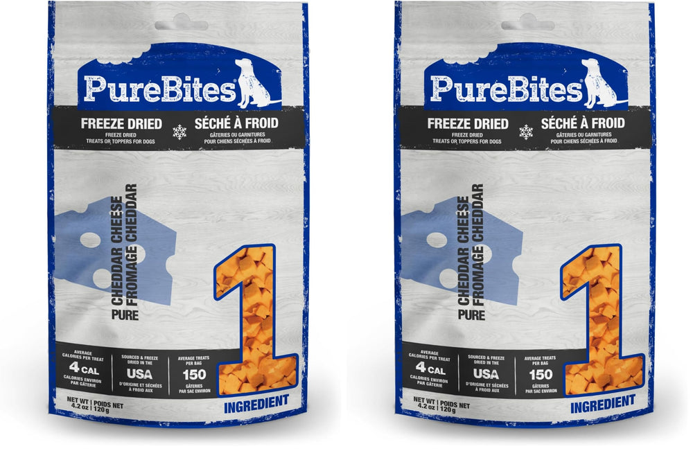 PureBites queso deshidratado para perros, paquete de dos, snack puro y sabroso para entrenamiento.