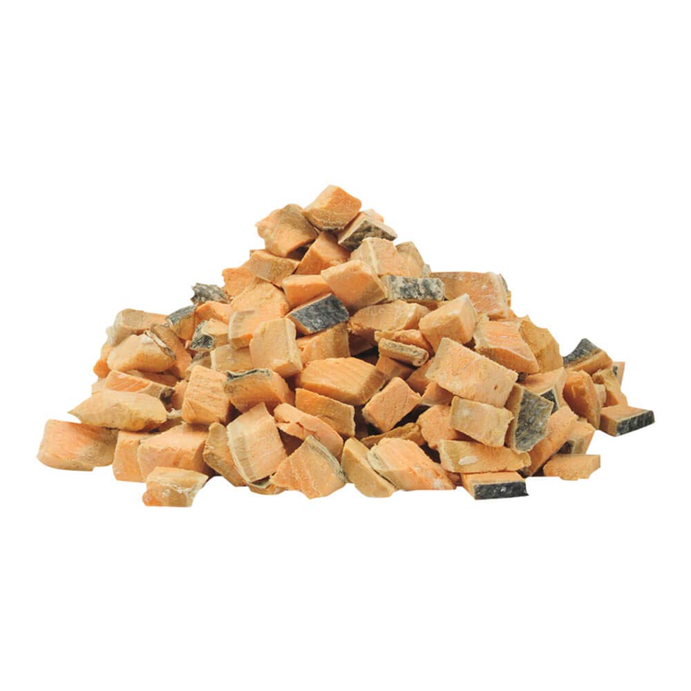 PureBites Salmon para gatos: lista de ingredientes visible en la etiqueta.