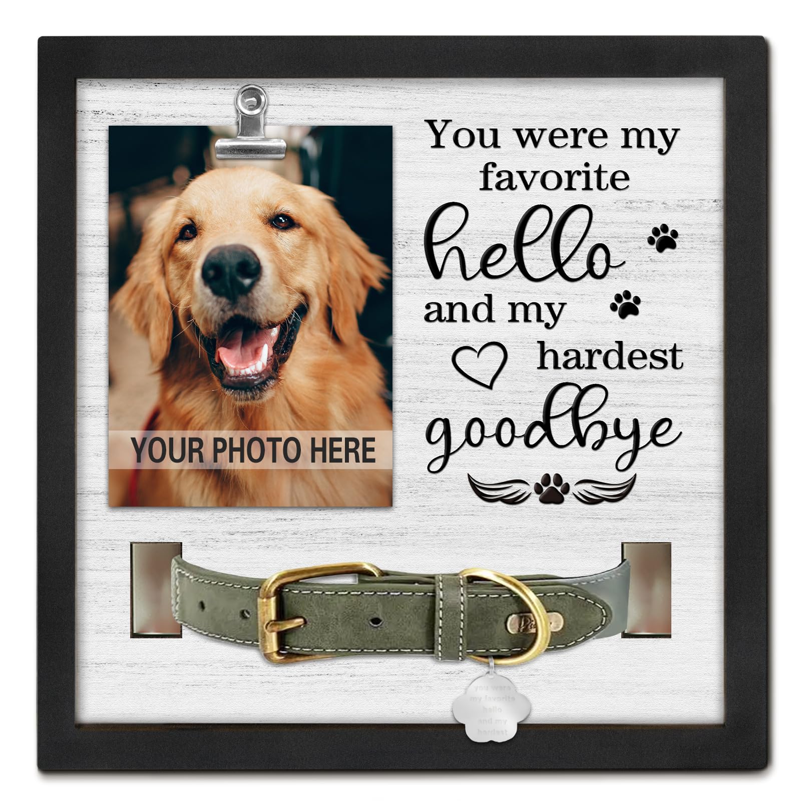 PUREFLY marco memorial para perro con soporte de collar, ideal para colgar recuerdos.