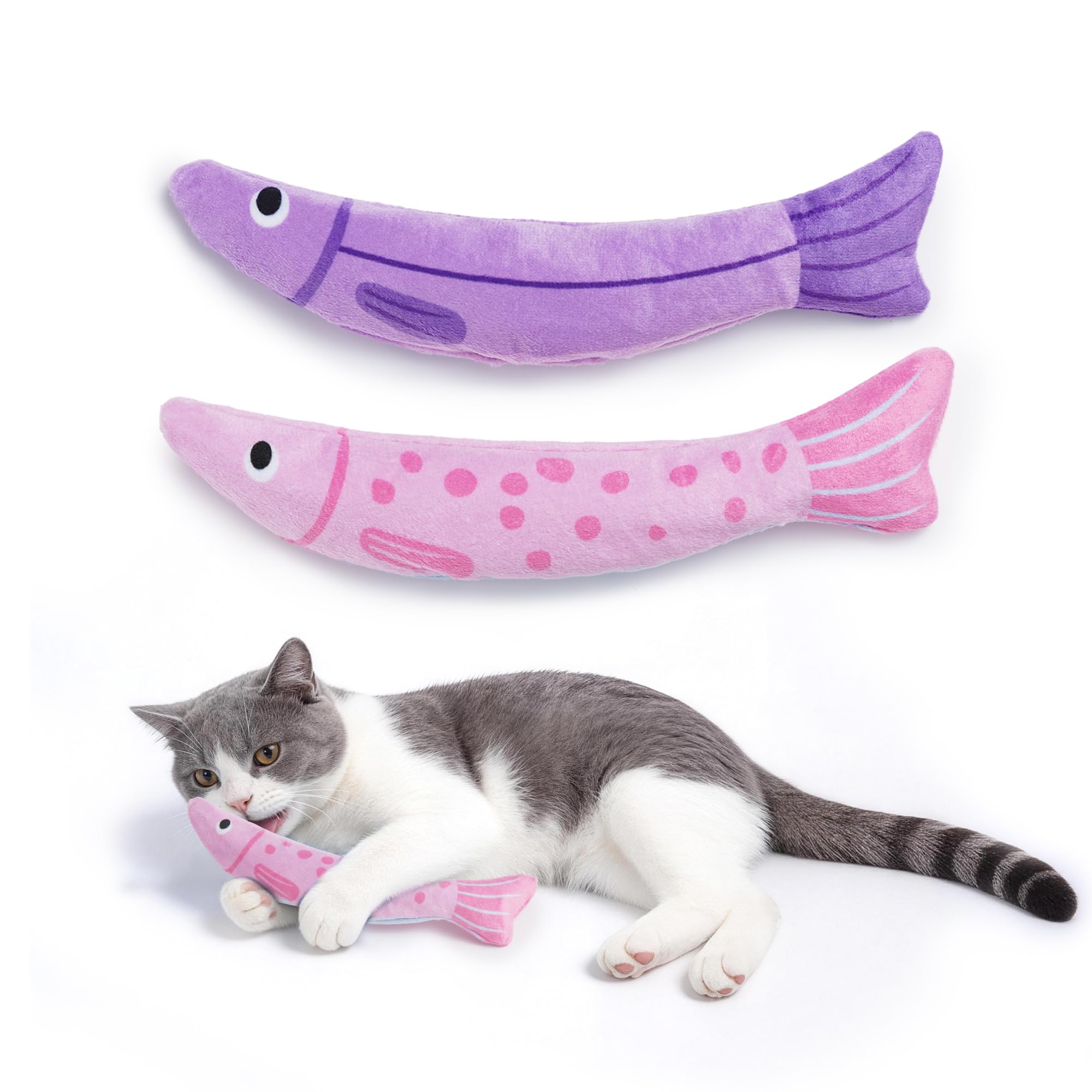 PURETOY Juguete de hierba gatera pez flotante, estimula juego activo.