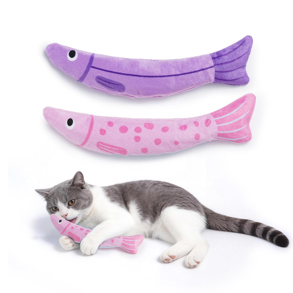 PURETOY Juguete de hierba gatera pez flotante, estimula juego activo.