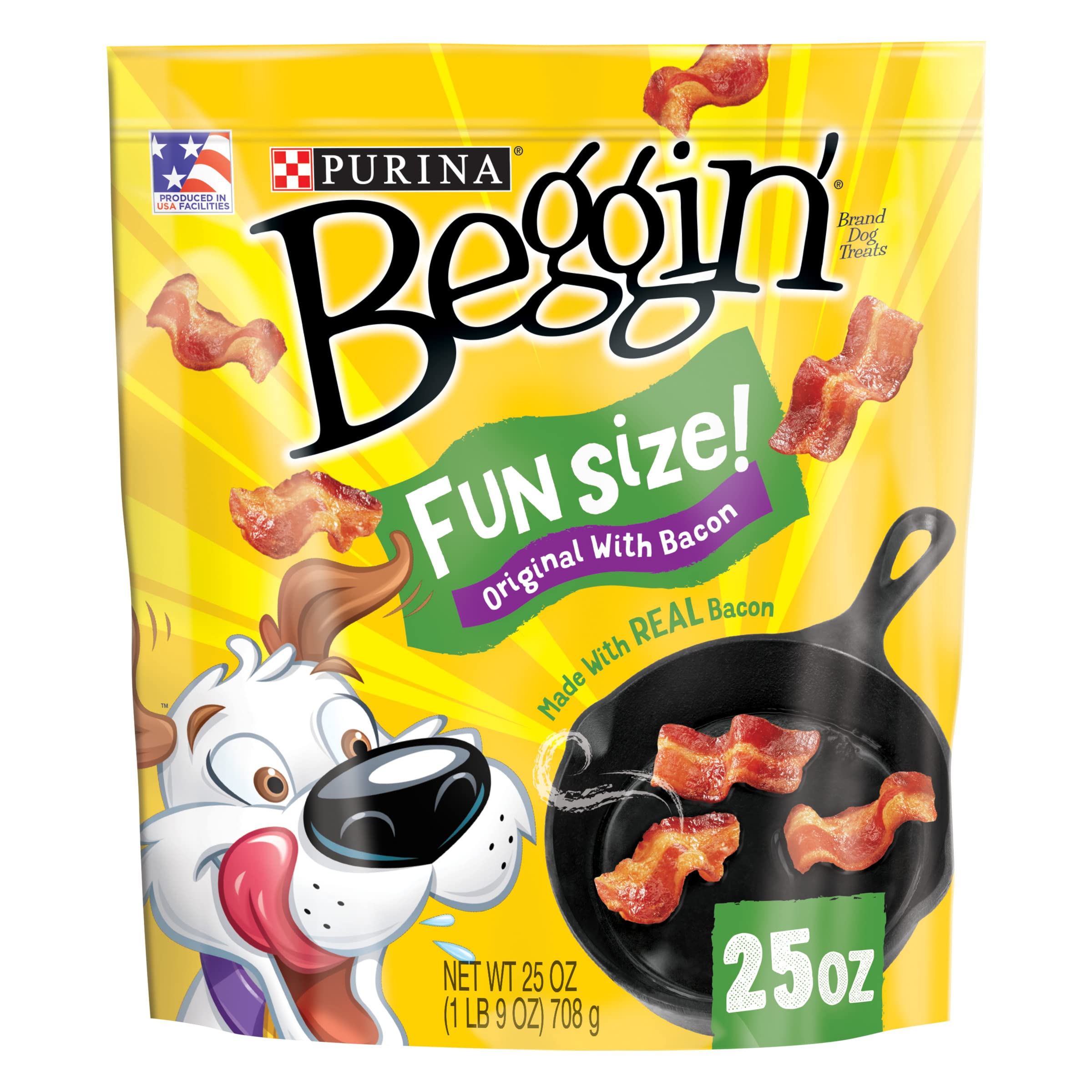 Purina Beggin' tiras bacon, premio delicioso para perros.