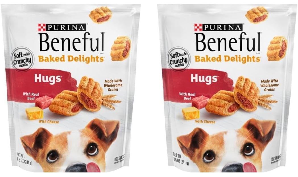 Purina Beneful Hugs: bocaditos crujientes con carne y queso para perros.