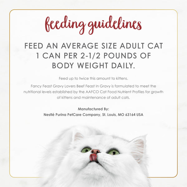 Purina Fancy Feast, etiqueta nutricional clara, ayuda a planificar la dieta.
