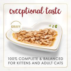 Purina Fancy Feast, lata con salsa espesa sabrosa, aroma que incentiva la comida.