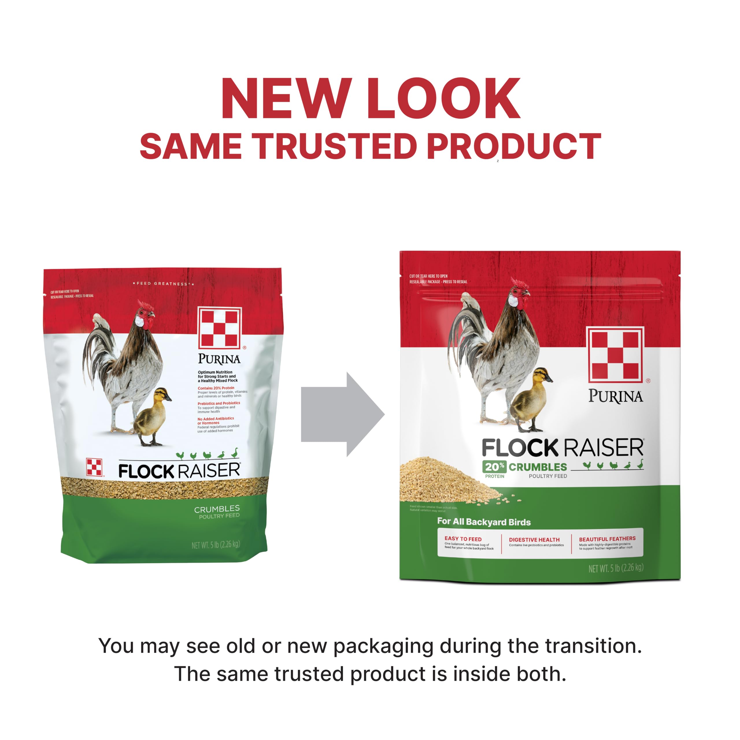 Purina Flock Raiser Crumbles, dos bolsas en paquete para criadores.