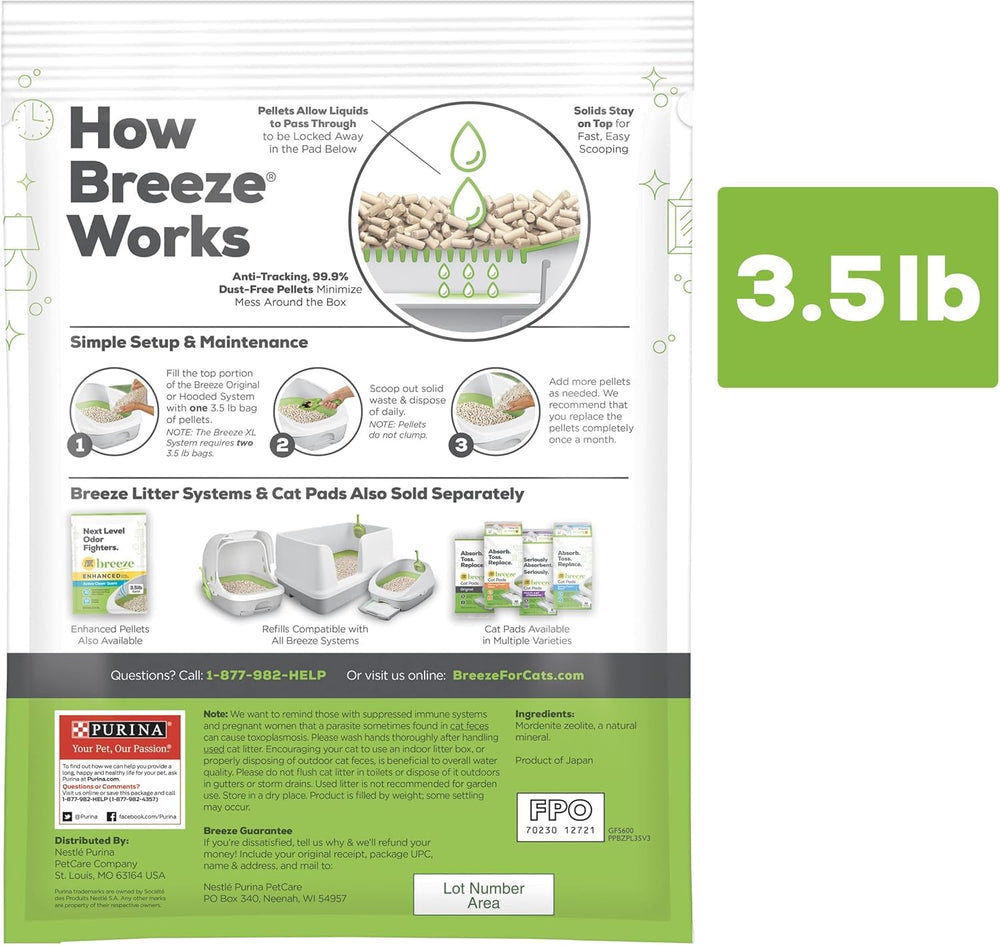 Purina Litter Tidy Cat Breeze, pellets sin aroma para limpieza rápida