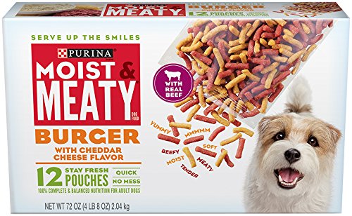 Purina Moist & Meaty: bolsa abierta con trozos de carne para perros adultos