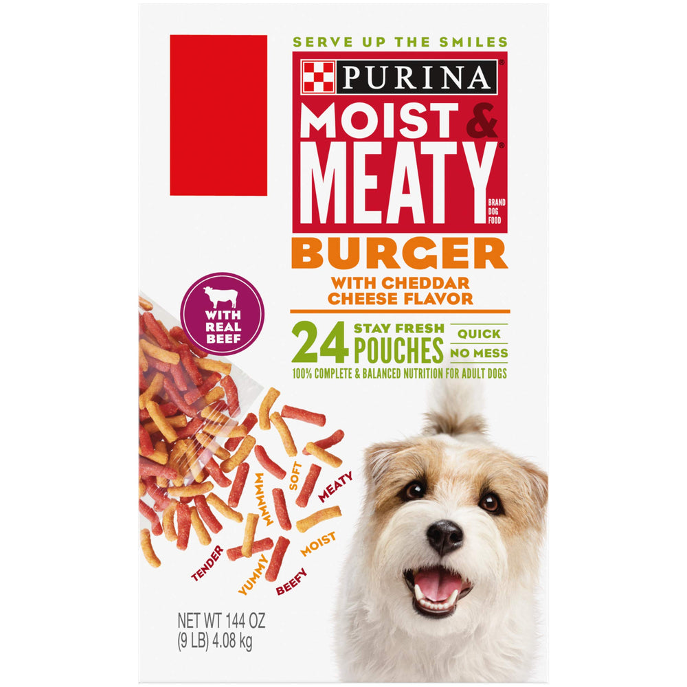 Purina Moist & Meaty con carne real como ingrediente principal en la imagen del producto