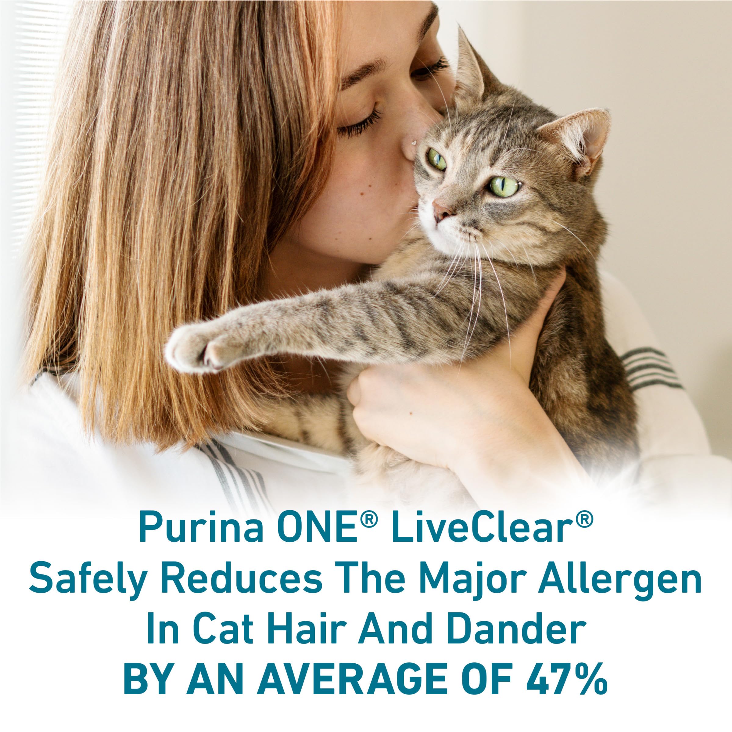Purina ONE LiveClear reducción de alérgenos en pelo y caspa a partir del día 21