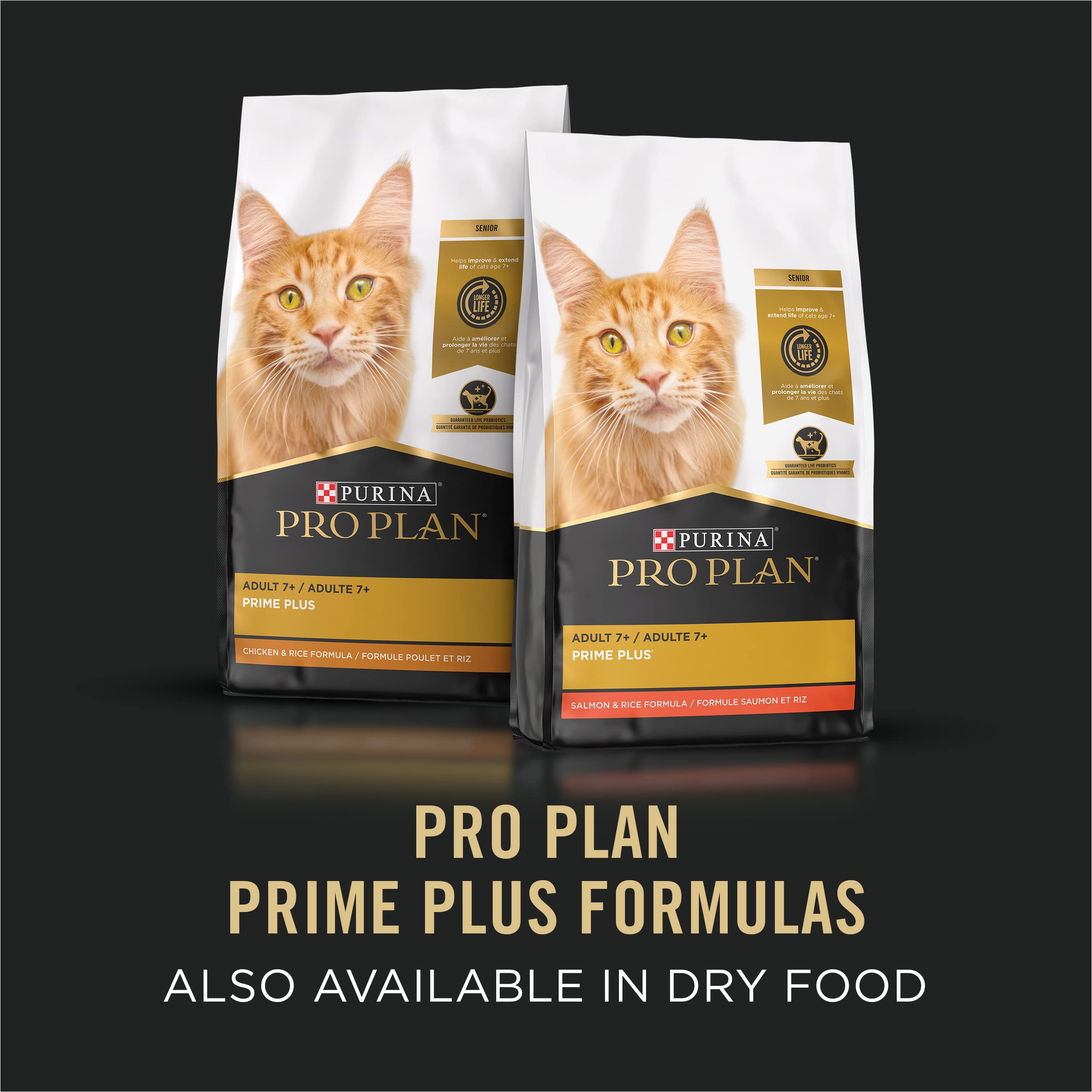 Purina Pro Plan Senior Paté con fibra prebiótica de achicoria para la digestión.