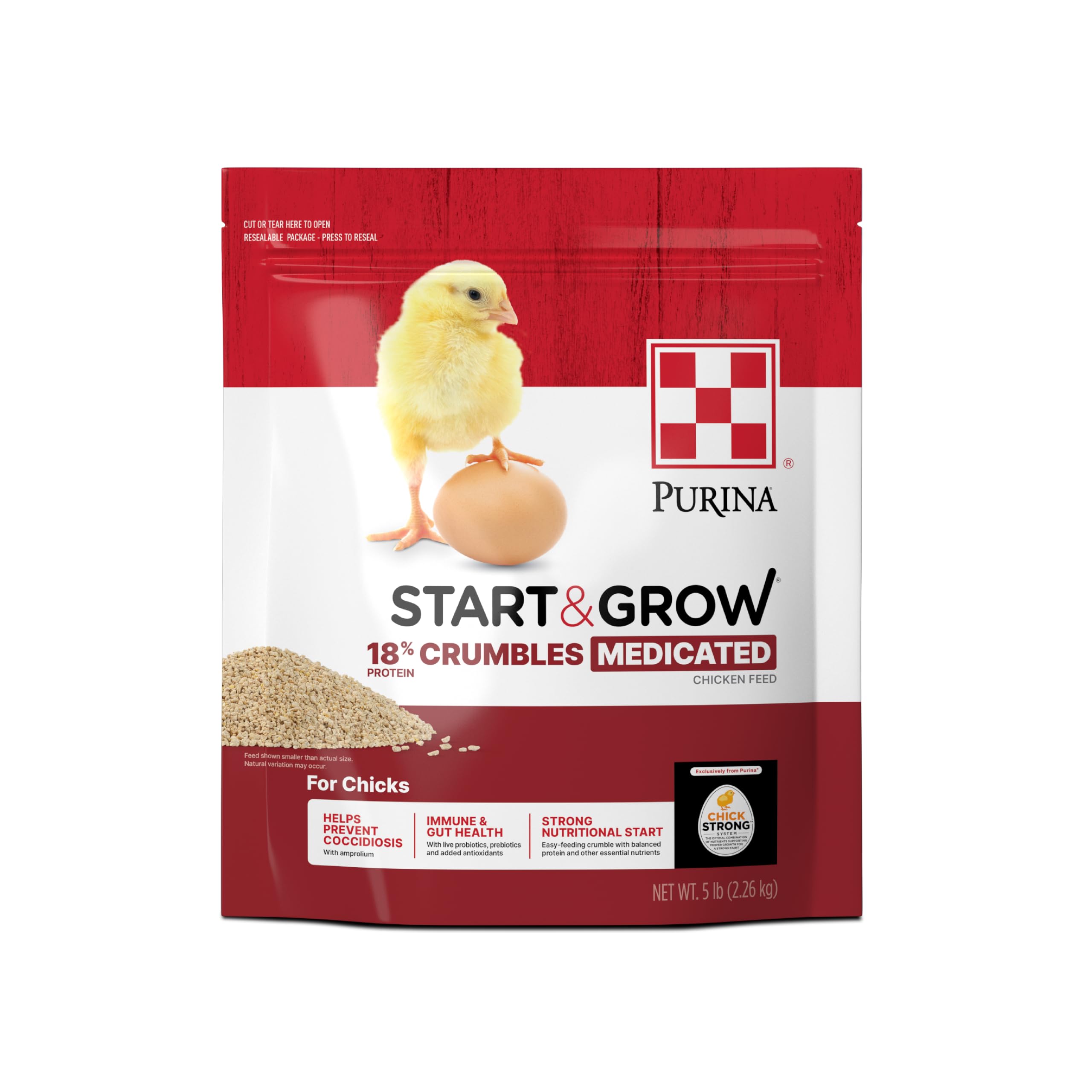 Purina Start & Grow: bolsa de 5 libras para pollitos en crecimiento, nutrición completa