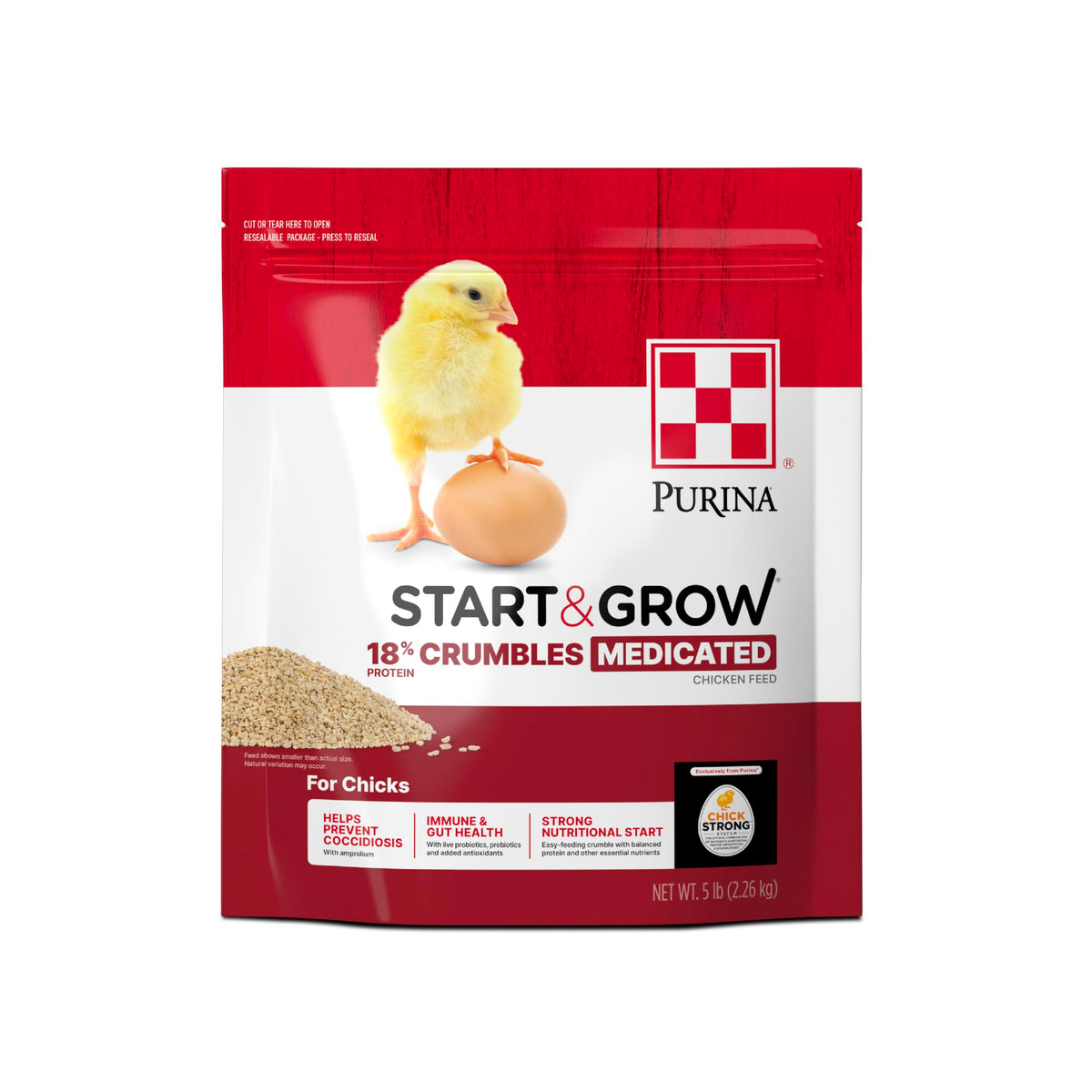 Purina Start & Grow: bolsa de 5 libras para pollitos en crecimiento, nutrición completa