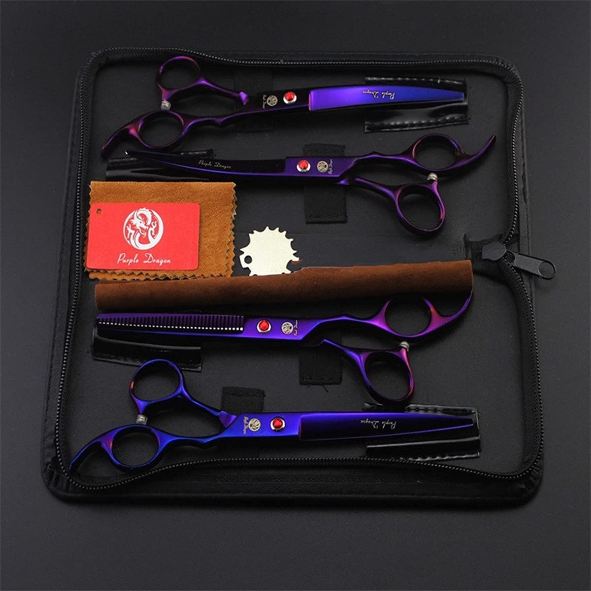 Funda o bolsa de transporte Purple Dragon para guardar las tijeras con seguridad.